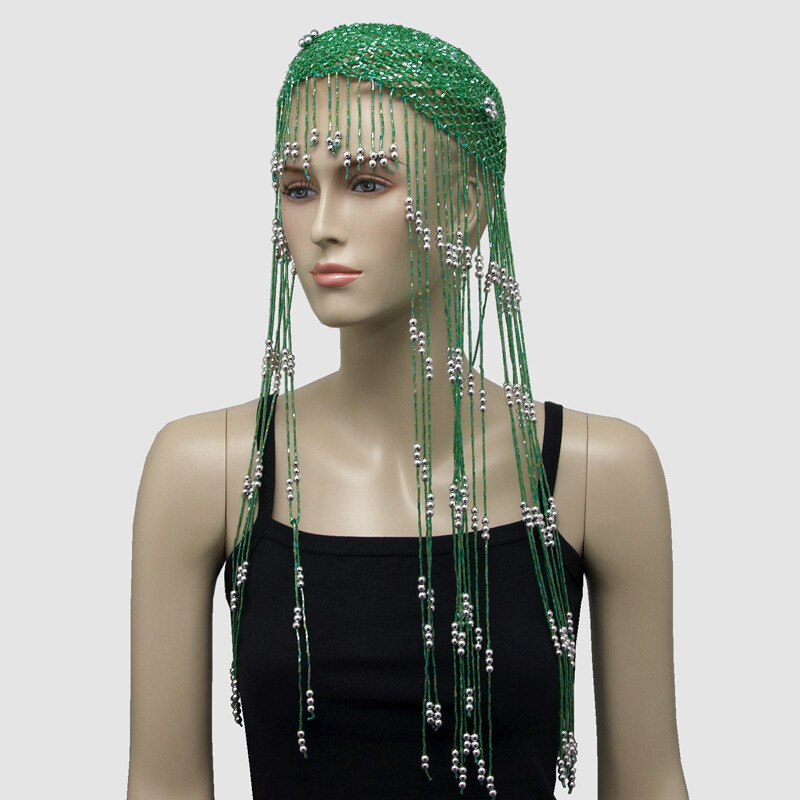 Belly Dance Beaded Cap Deluxe Green Light
