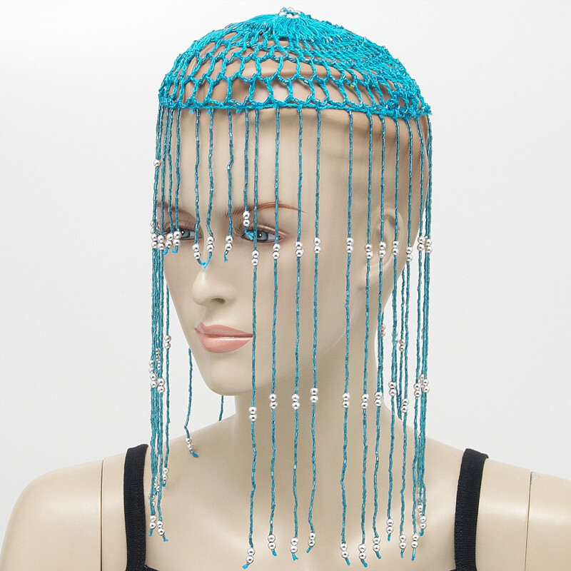 Belly Dance Beaded Cap Simple Turquoise