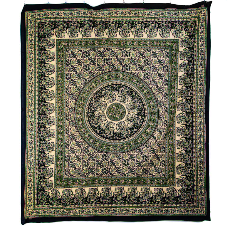 Bedspread Double Paisley Mandala Green