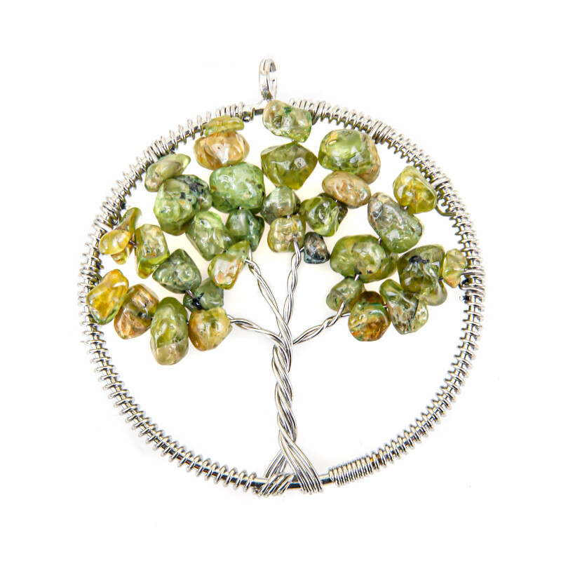 Wire Pendant Tree of Life Olivine 5 cm