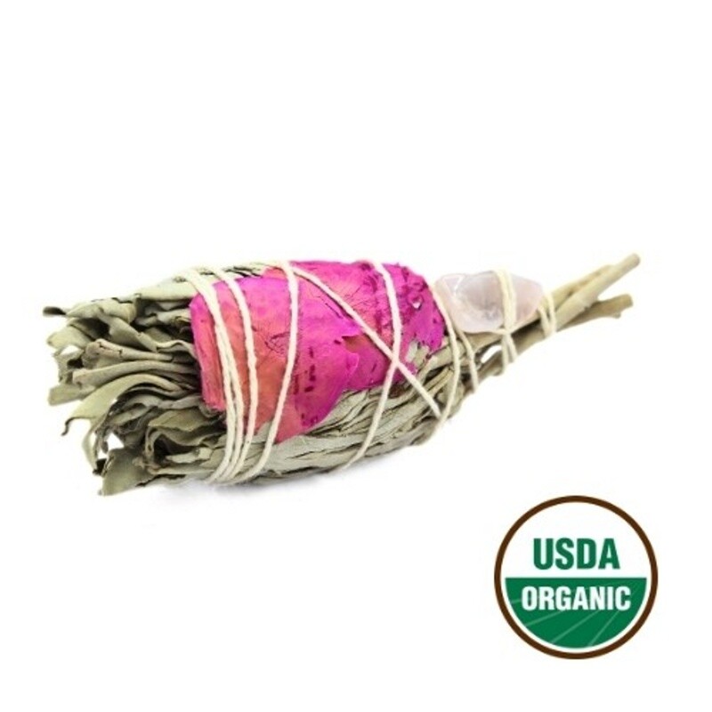 Smudge Torch Love Spirit - White Sage + Rose Quartz