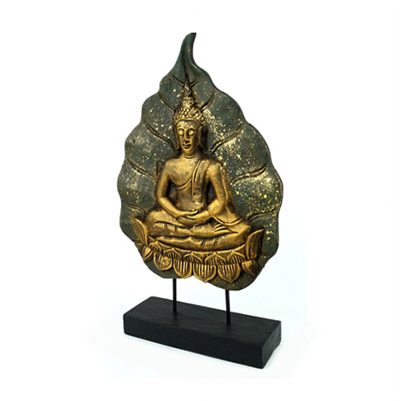 Wooden Decoration Buddha Leaf 48 cm Green