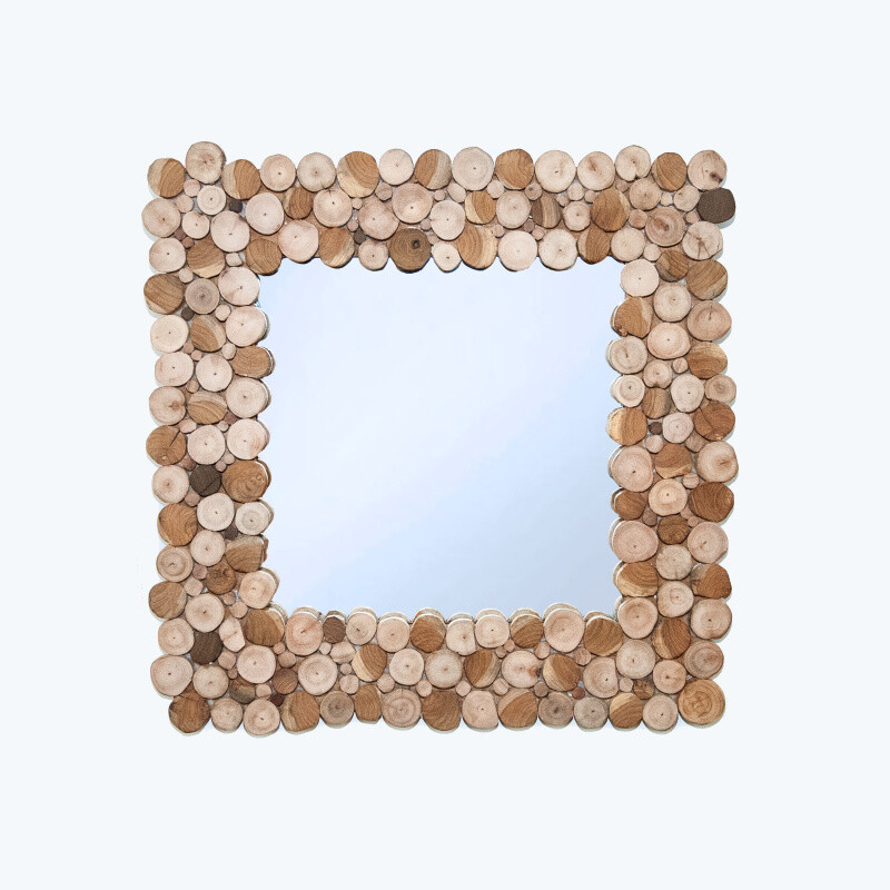 Wooden Framed Mirror Square Plate Puzzle 54 x 54 cm