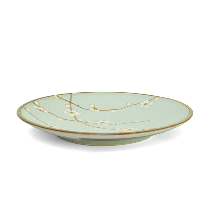 Ceramic Plate Japan White Flower 23 cm