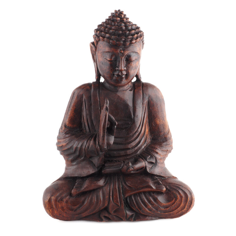 Wooden Statuette Buddha Teaching 30 cm Brown