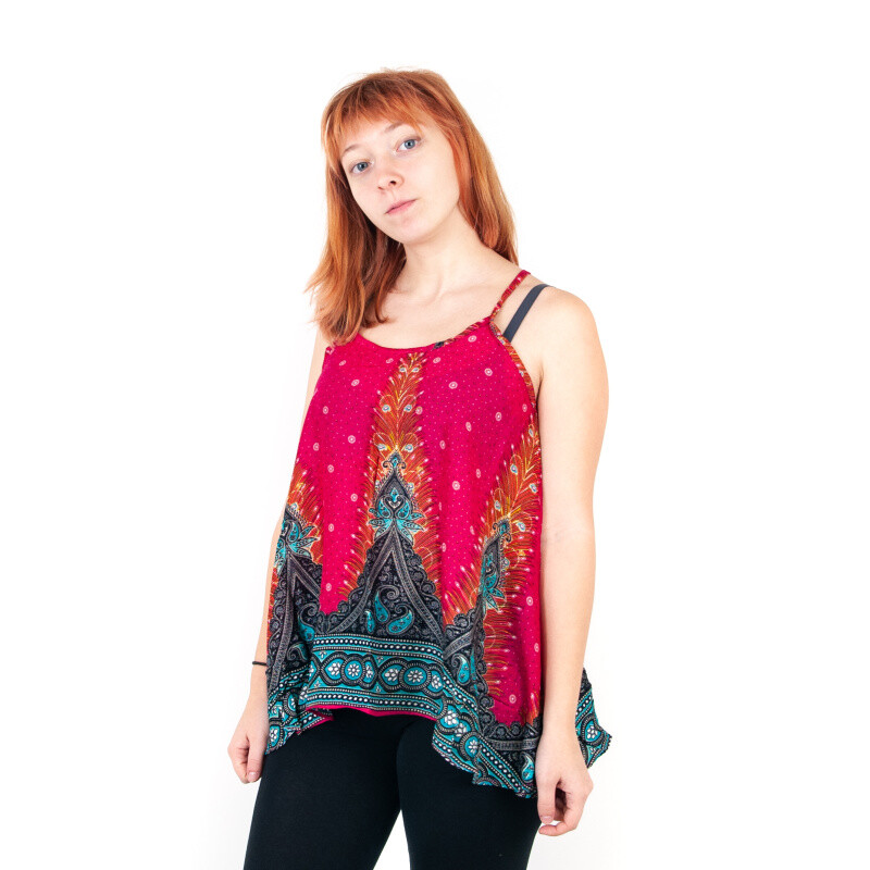 Wide Mini Top Feathers Red