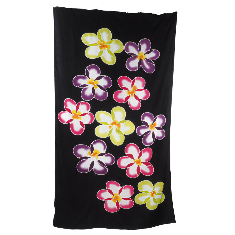 Pareo Sarong Bali Flowers 06 Black 200 x 118 cm