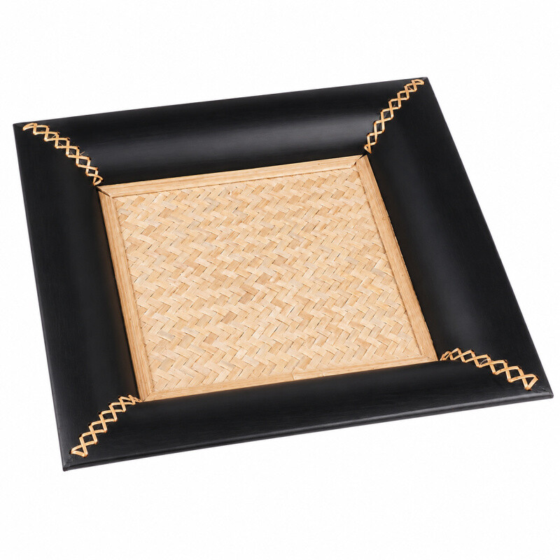 Bamboo Tray Square 02 30 x 30 cm Black