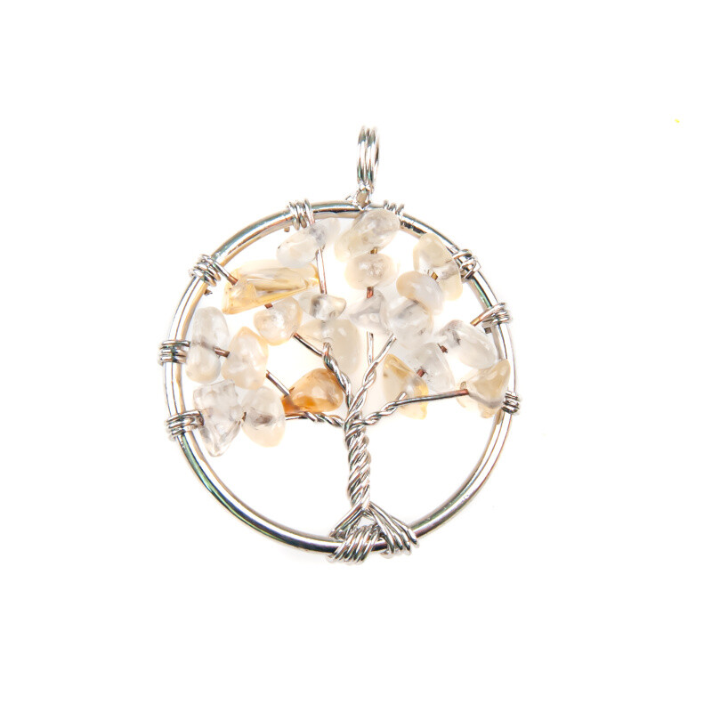 Wire Pendant Tree of Life Citrine 3 cm