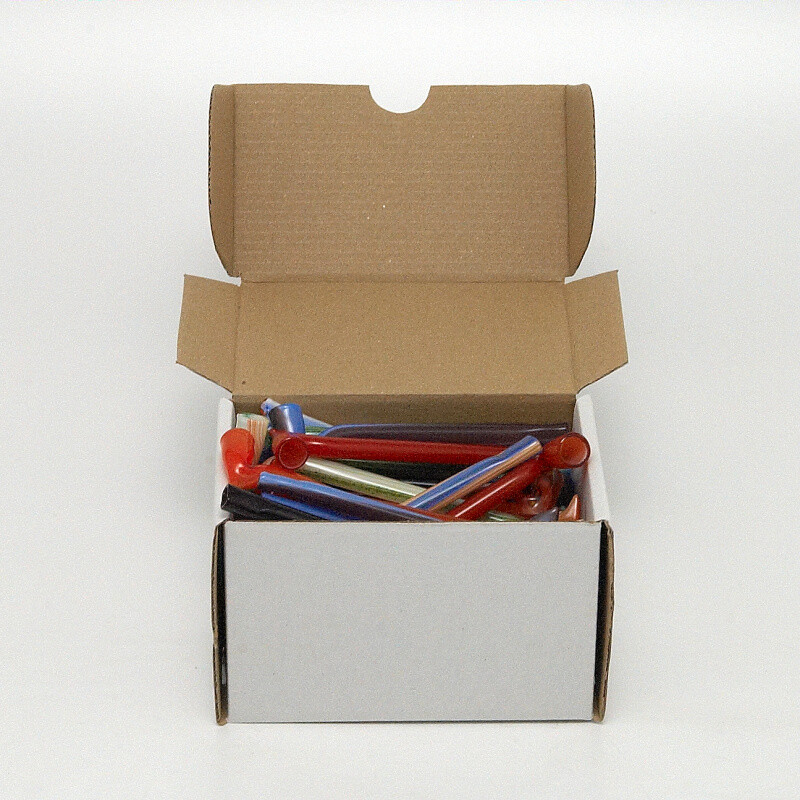 Glass Pipe Coloured Sausage 9 cm Box 40 pcs