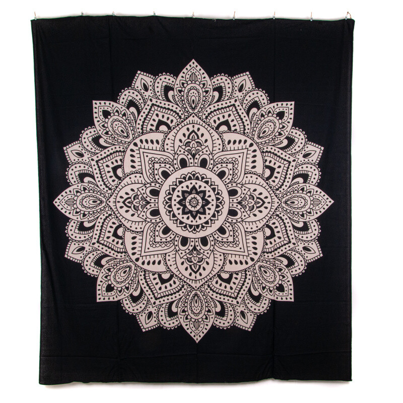 Bedspread Double Lotus Flower Black