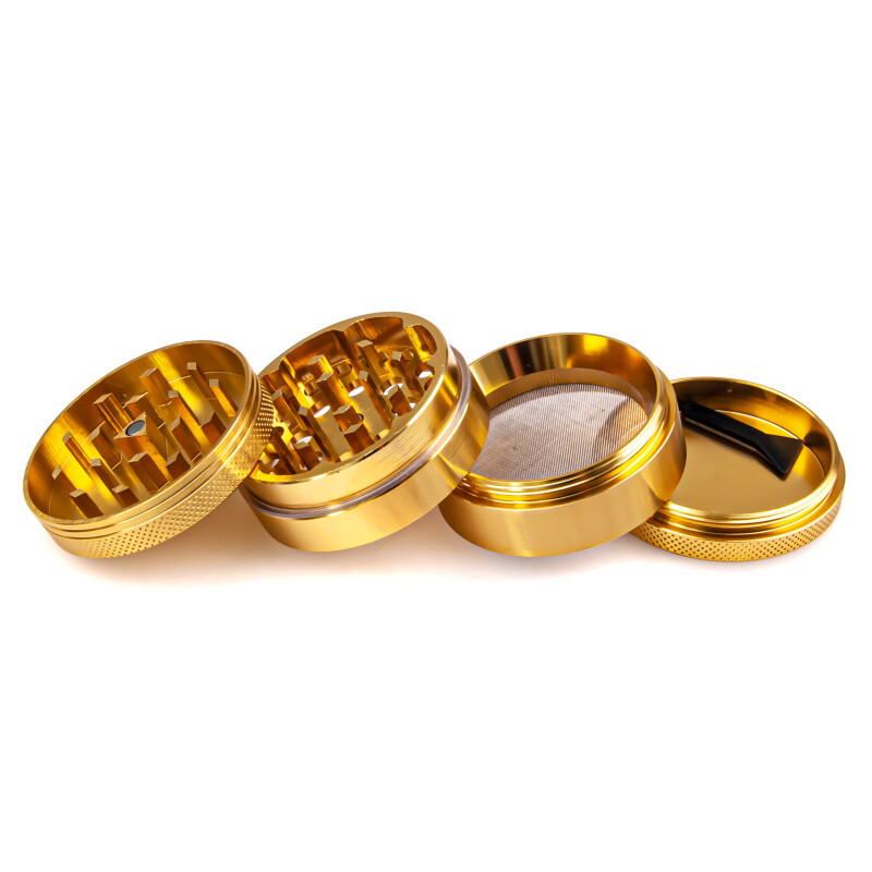Grinder Black Leaf CNC 5 cm 4-parts Gold