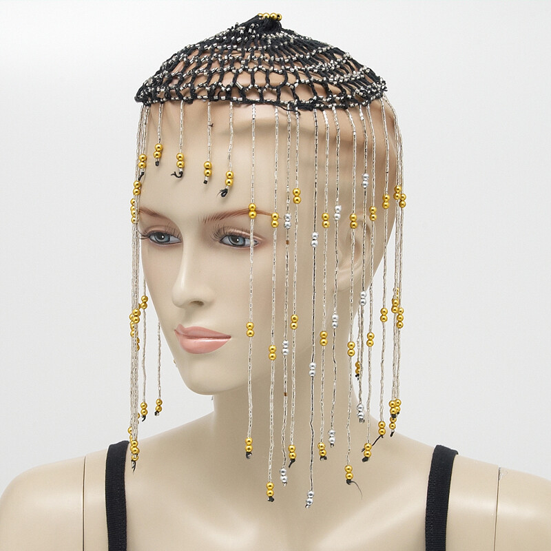 Belly Dance Beaded Cap Simple  Black