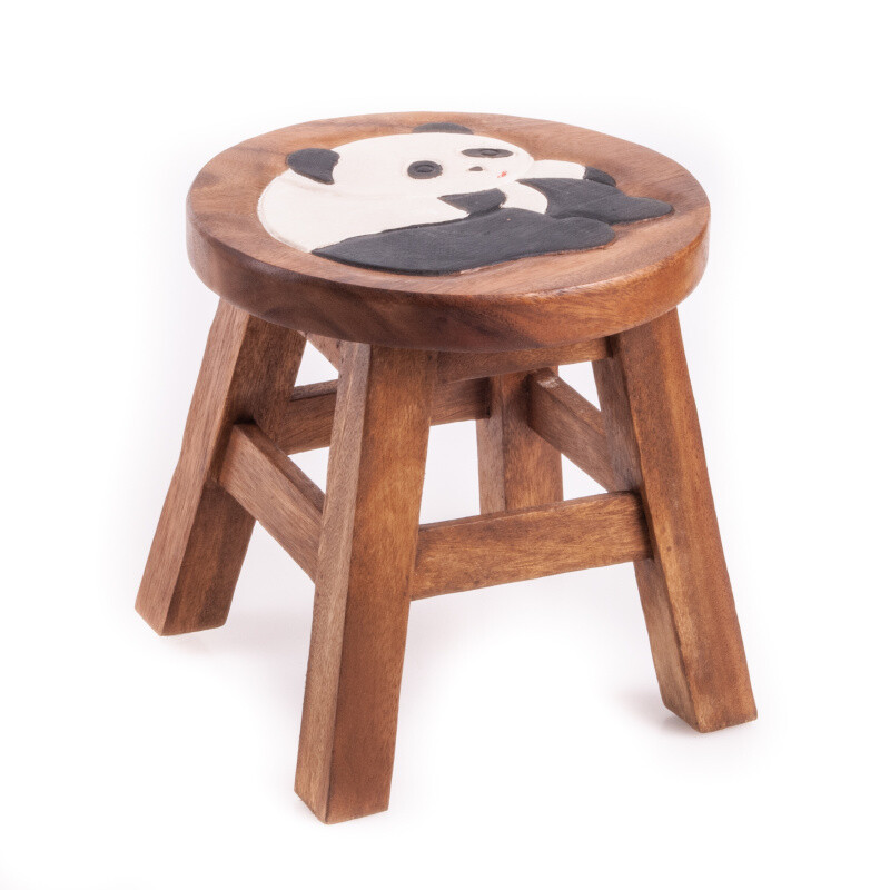 Wooden Stool Decor Happy Panda