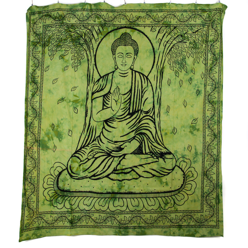 Bedspread Double Buddha Protection Green