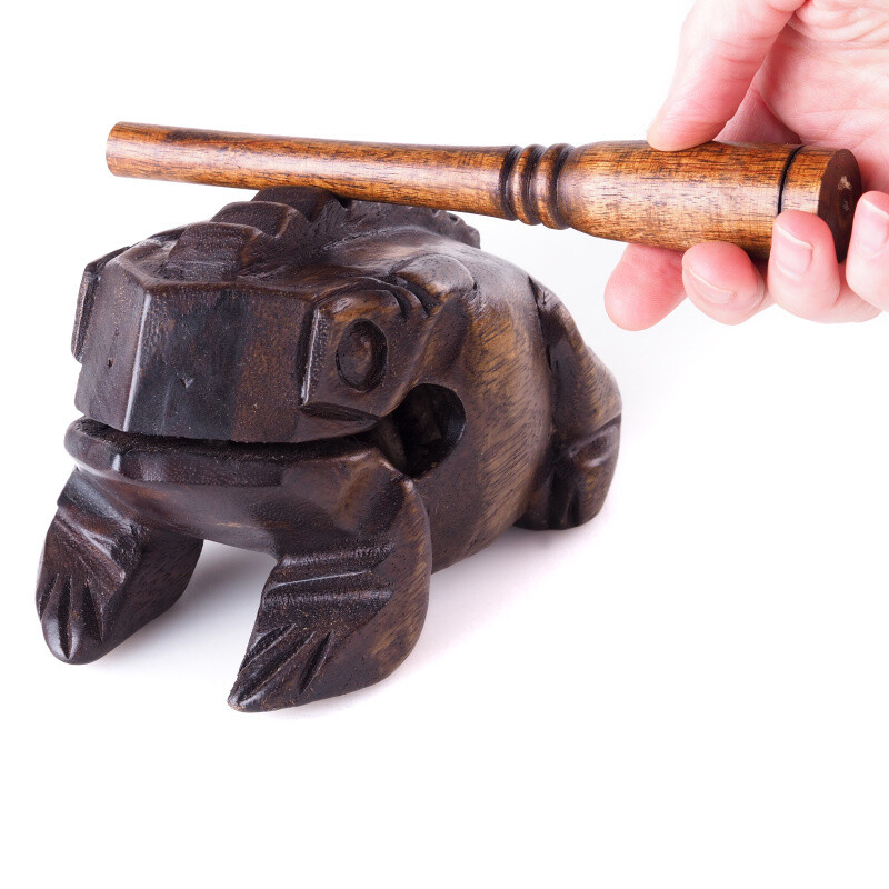 Playing Wooden Frog 16 cm Dark