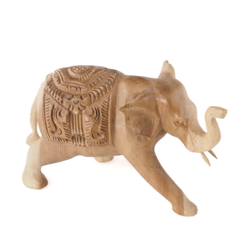 Wooden Statuette Ceremonial Elephant 15 cm Natural