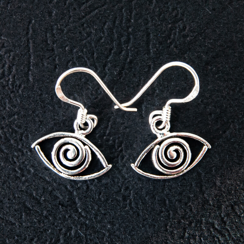 Silver Earrings Confused Eye
