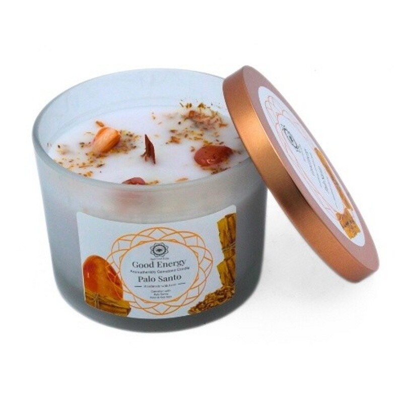 Candle Green Tree Gemstone Good Energy Palo Santo 256 g