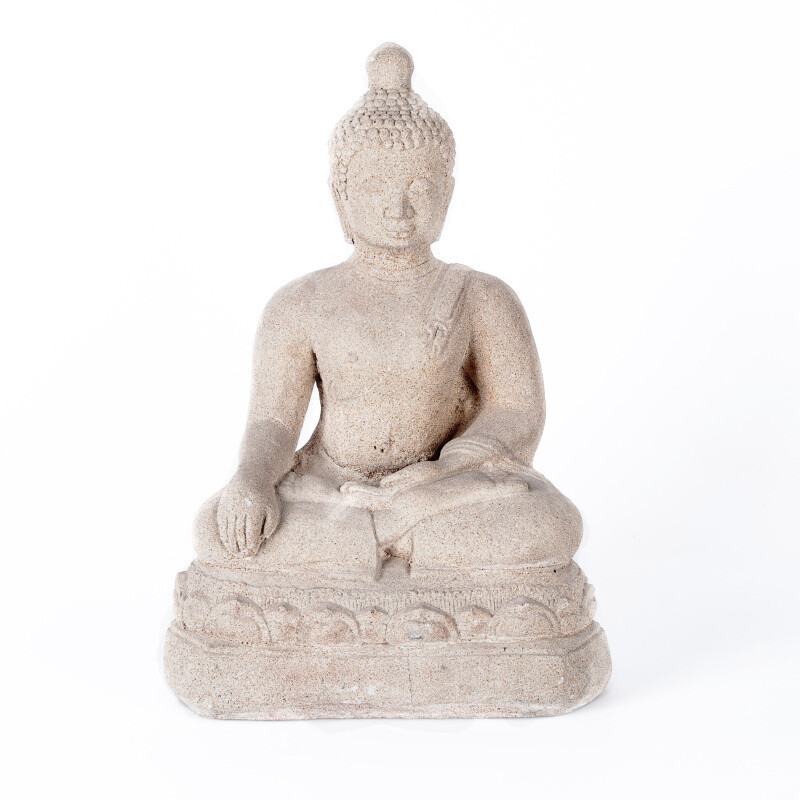 Statuette Concrete Buddha Touching 45 cm White
