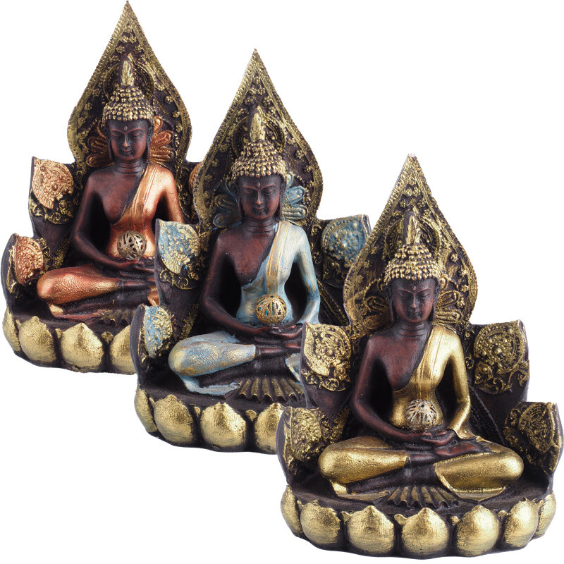 Statuette Resin Buddha Lotus 18 cm mix