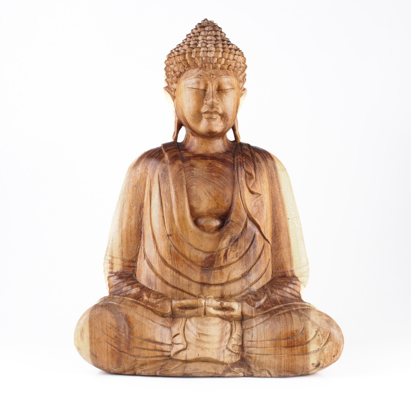 Wooden Statuette Buddha Meditation 50 cm Natural