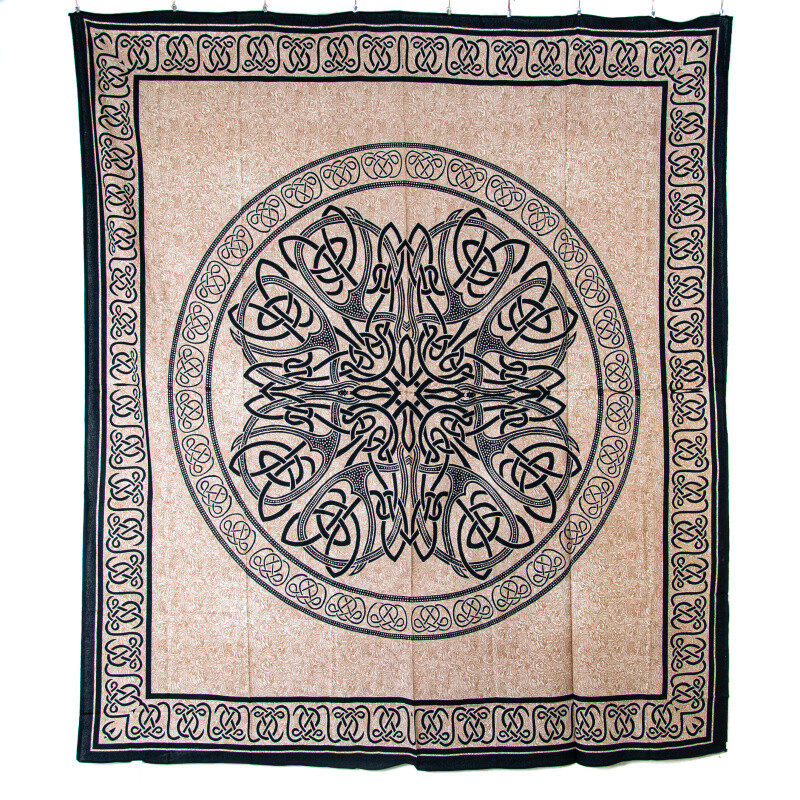 Bedspread Double Celtic Knots Beige
