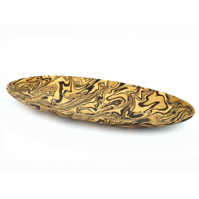 Mango Plate Hydrographic Oval 40 x 19 cm Light