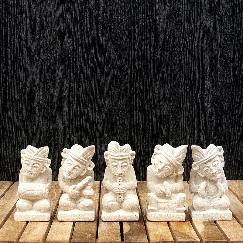 Statuette Stone Musician Set 11 cm White
