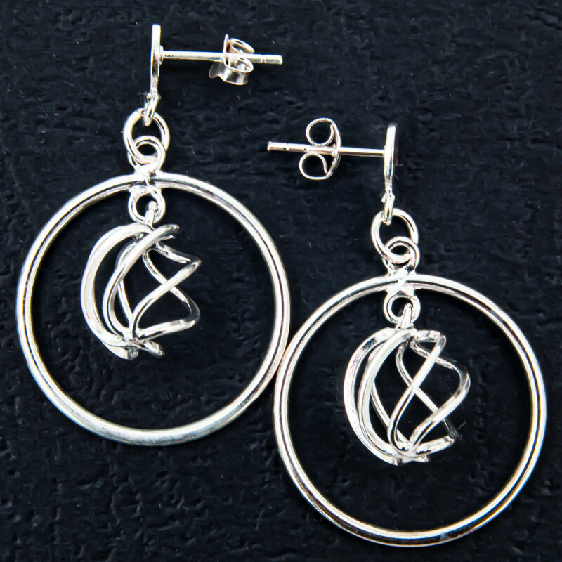 Silver Earrings Bulb in Circle