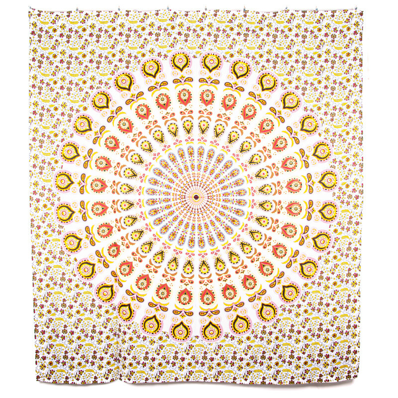 Bedspread Double Owl Mandala Yellow