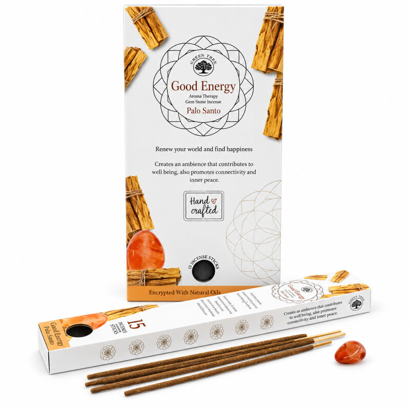 Incense Sticks Green Tree Gemstone Good Energy - Palo Santo + Carnelian