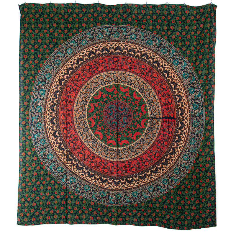 Bedspread Double Flower Mandala Green