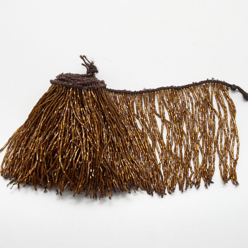 Fringe Beaded 10cm Brown
