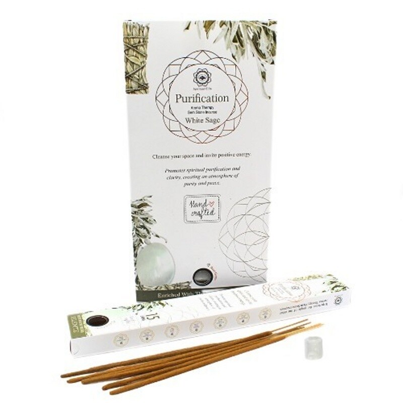 Incense Sticks Green Tree Gemstone Purification - White Sage + Selenite
