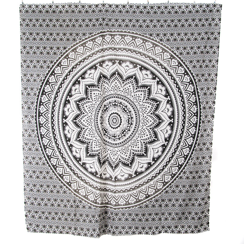 Bedspread Double Lotus Mandala Black