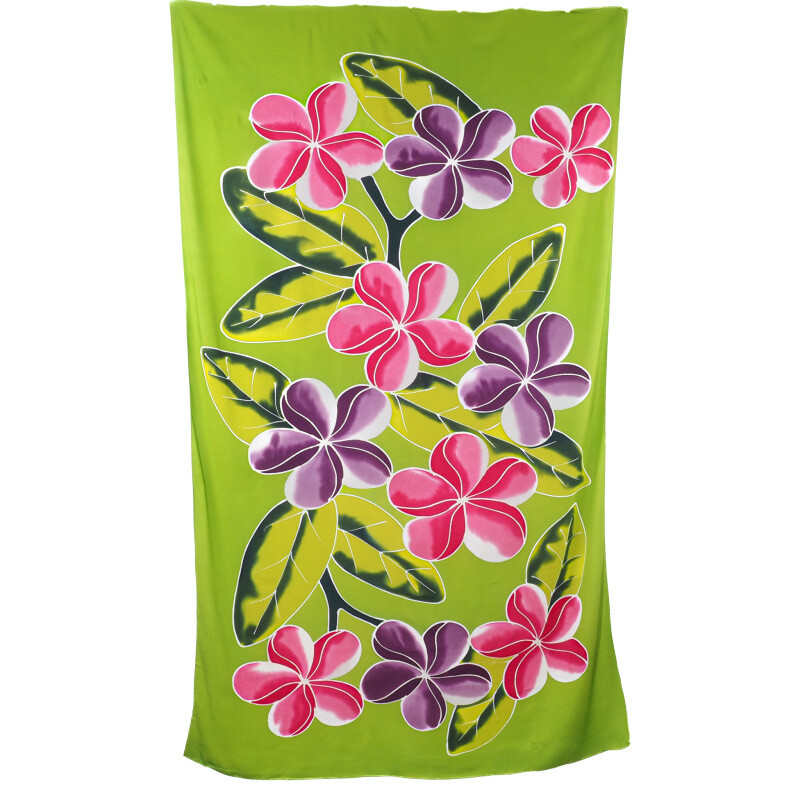 Pareo Sarong Bali Flowers 01 Light Green 200 x 118 cm