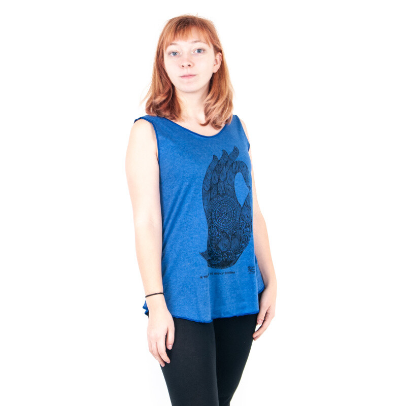 Women´s Yoga Tank Top Hand of Buddha Blue