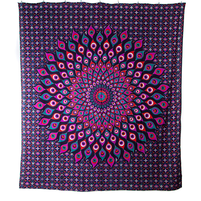 Bedspread Double Peacock Mandala Purple