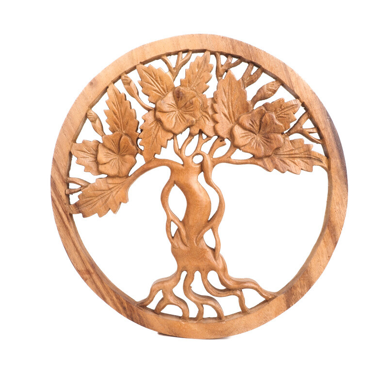 Hanging Wooden Decoration Tree Circle 01 30 cm Natural