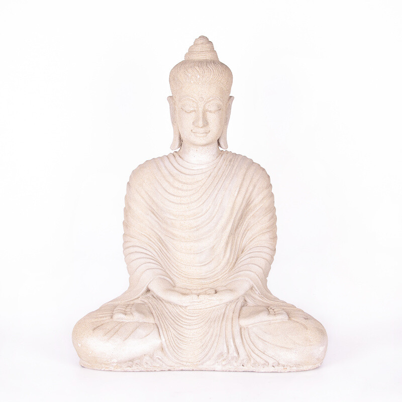 Statuette Concrete Buddha Meditation 61 cm White