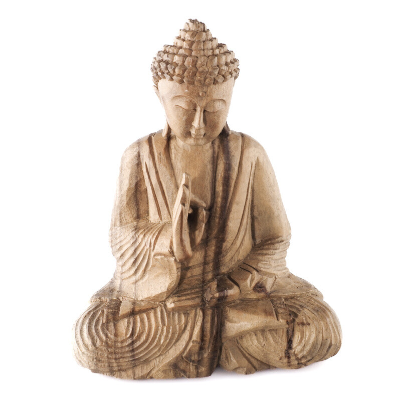 Wooden Statuette Buddha Teaching 25 cm Natural