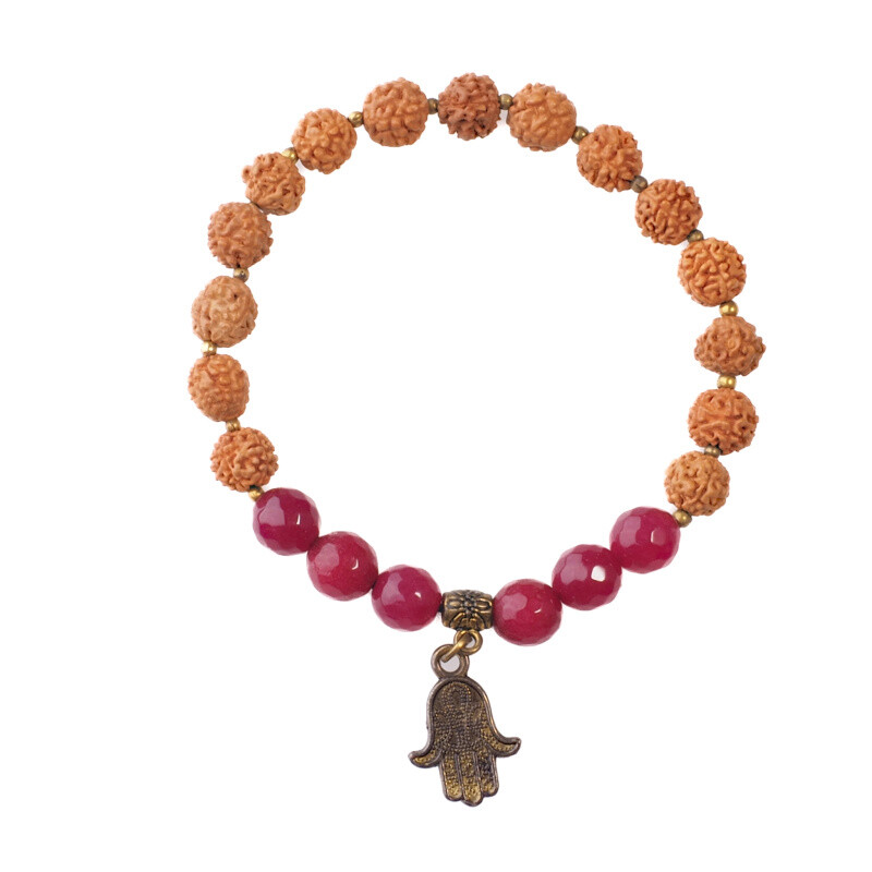 Japa Mala Bracelet Hamsa 08 mm Purple