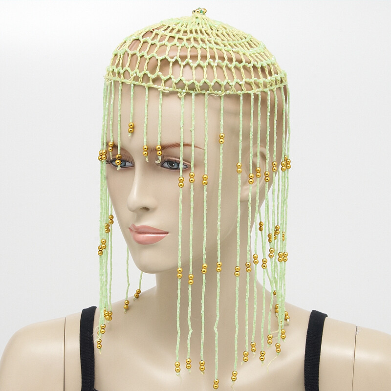 Belly Dance Beaded Cap Simple Green Light