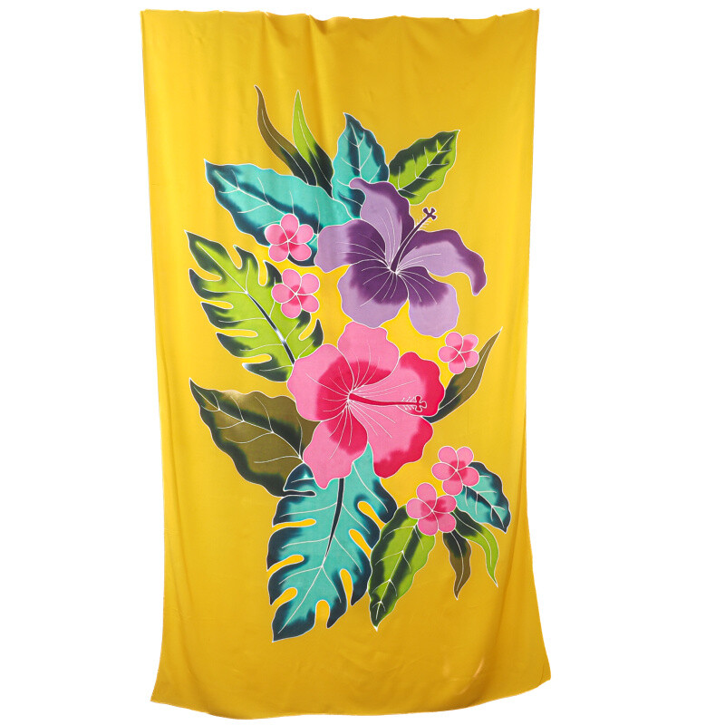 Pareo Sarong Bali Flowers 05 Yellow 200 x 118 cm