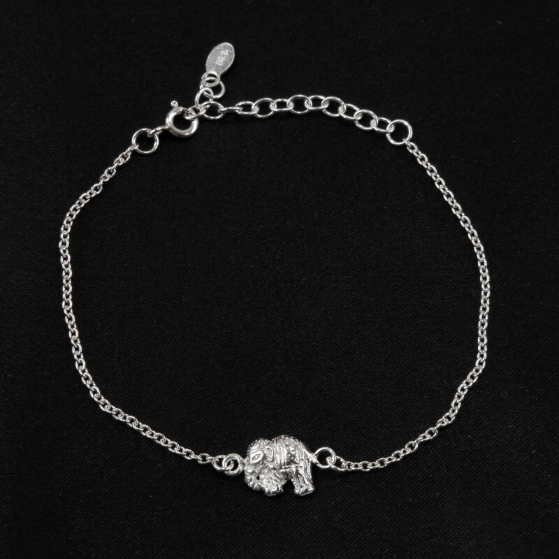 Silver Bracelet Simple Ceremonial Elephant