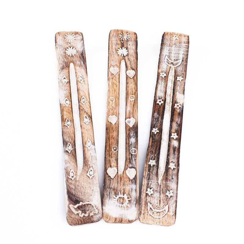 Incense Stick Holder - Ski White Carved