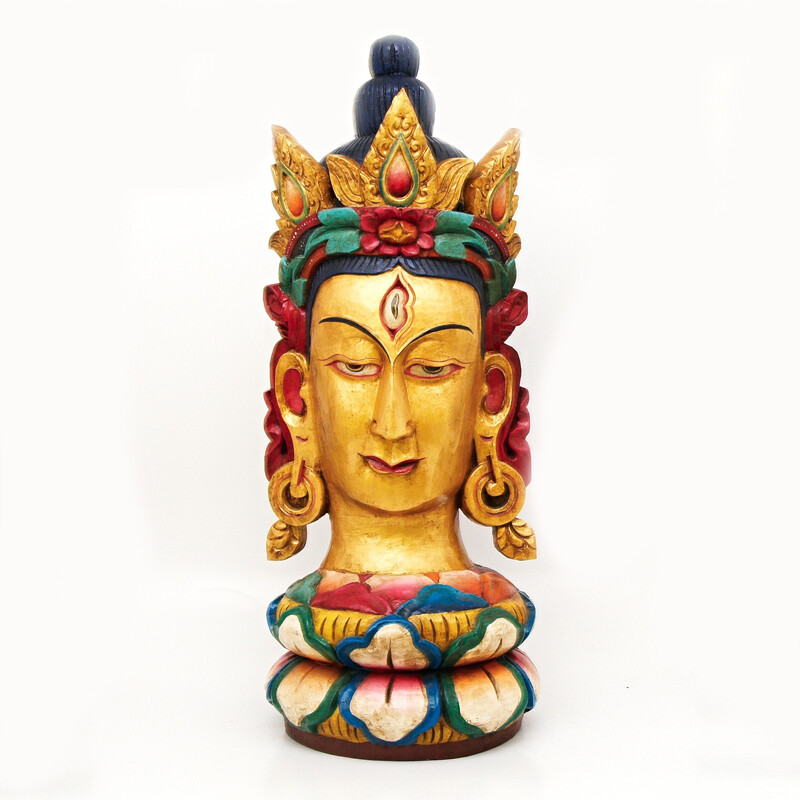 Wood Statue Head of Buddha 101 cm