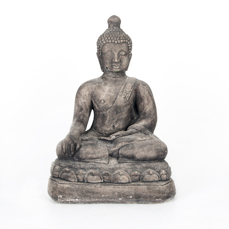 Statuette Concrete Buddha Touching 45 cm Black