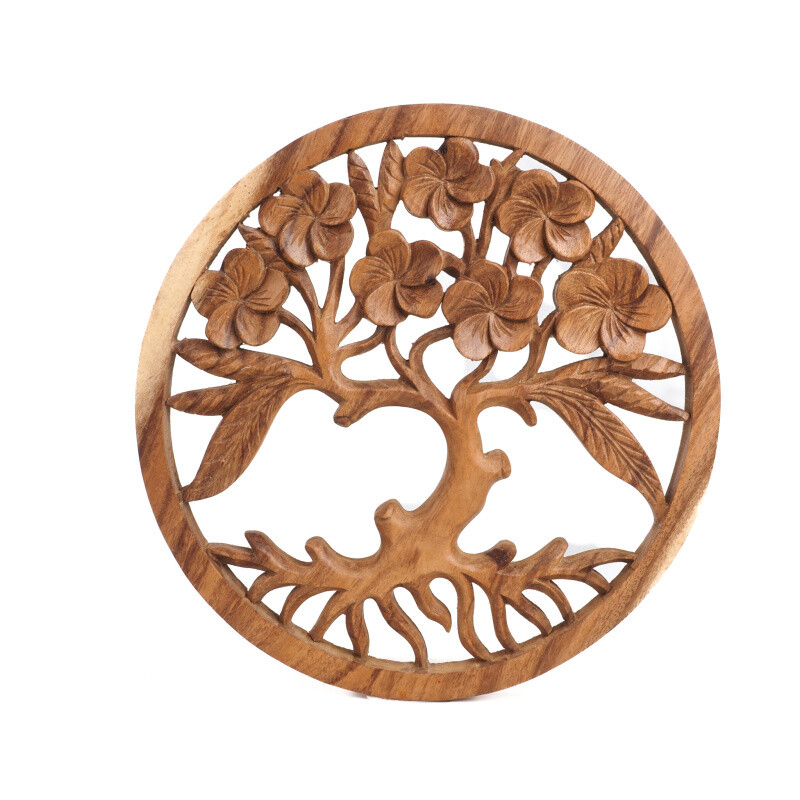 Hanging Wooden Decoration Tree Circle 02 30 cm Natural